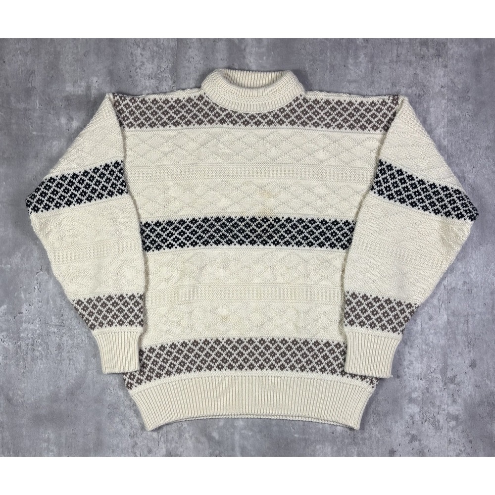 Vintage Giorgio di Firenze White Striped Knitted Sweater Mens M Made in Italy